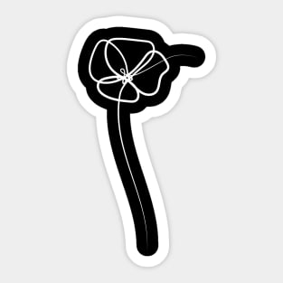 Poppy Flower Minimal art | One Line Drawing | One Line Art Sticker